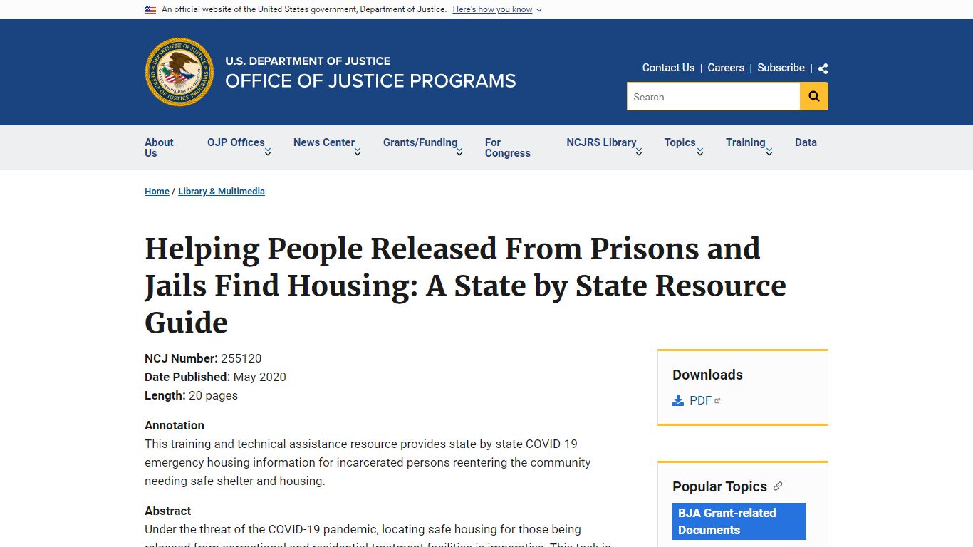 Helping People Released From Prisons and Jails Find Housing: A State by ...